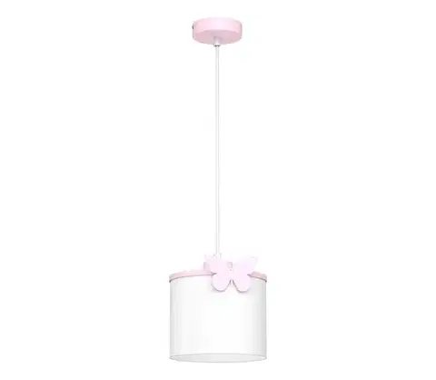 Svietidlá  Detský luster na lanku SWEET 1xE27/15W/230V biela/ružová/motýľ 9408