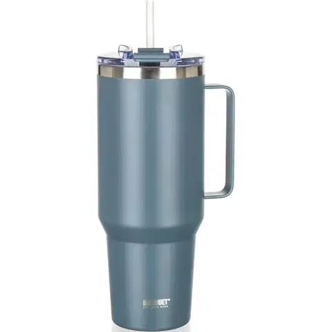 Termosky a termohrnčeky Banquet Termohrnček nehrdz. s uchom Twain 1200 ml, tmavosivá
