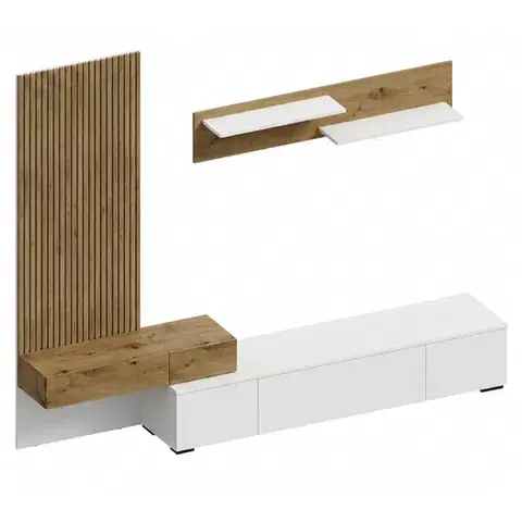 Obývacie steny KONDELA Rebeka New obývacia stena biela / dub artisan