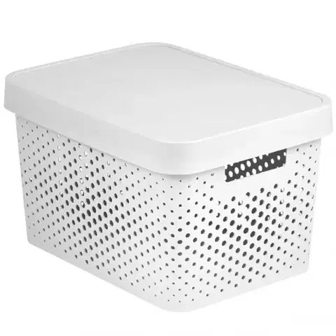 Kúpeľňové doplnky Plastový úložný box s vekom  Infinity 17l 229153 biely