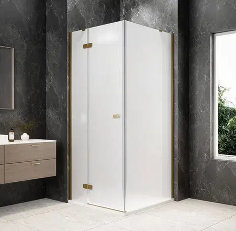 Sprchové dvere POLYSAN - GLOBE GOLD MATT štvorcová sprchová zástena 900x900, matné sklo, ľavá GB1090-3315MLG