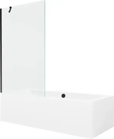 Sprchové dvere MEXEN/S - Cube obdĺžniková vaňa 180 x 80 cm s panelom + vaňová zástena 100, transparent, čierna 550518080X9510000070