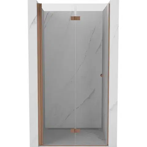 Sprchovacie kúty MEXEN - MIST dverná časť zalamovacia 70x200 cm 6mm meď kartáčovaná, číra, ľavé 8A6-070-000-65-00-L