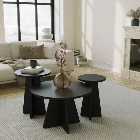 Sady stolíkov Súprava konferenčných stolíkov Mushroom 3 - Black