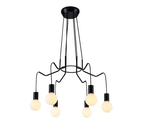 Svietidlá  Luster na lanku BASSO 6xE27/40W/230V čierna 36-71033