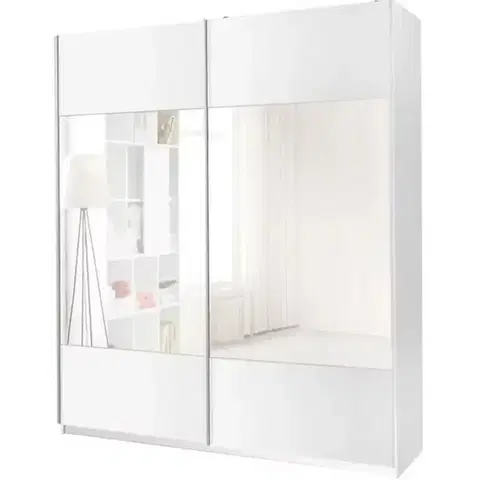 Šatníkové skrine Skriňa Vario so zrkadlom biela 175 cm