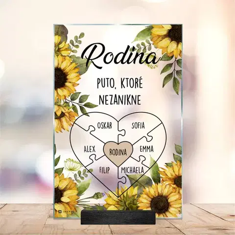 Tabuľky s venovaním (darčeky) Rodinná plaketa - Personalizovaná sklenená plaketa