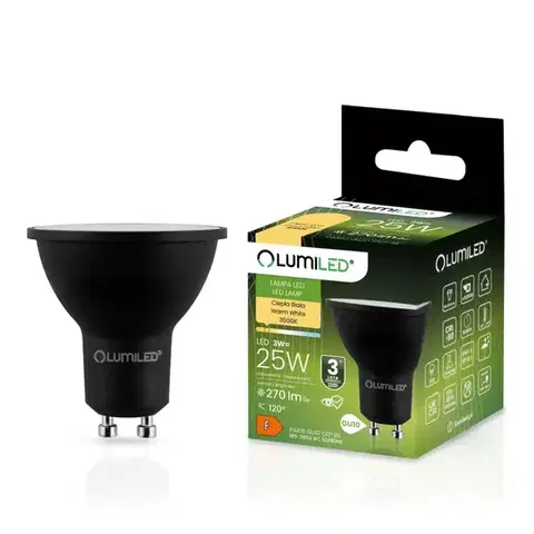 Žiarovky GU10 Žiarovka LED GU10 3W 270LM 120ST. CB blacka