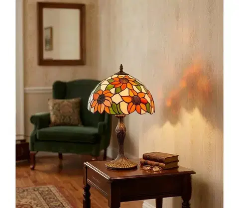 Lampy BRILAGI - Tiffany vitrážová stolná lampa SUNFLOWER 1xE27/60W/230V BRT-8004B