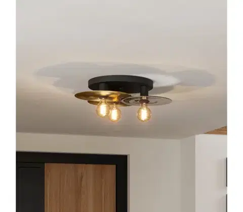 Svietidlá Eglo 44027 - Stropné svietidlo LINTMILL 3xE27/40W/230V zlatá/čierna 44027