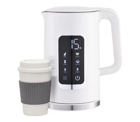 Predlžovacie káble  Rýchlovarná kanvica s LCD displejom 1,7 l 2200W/230V biela + cest. hrnček 450 ml PEKR723W