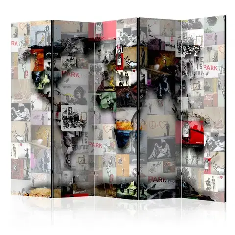 Paravány Paraván World map – Banksy Dekorhome