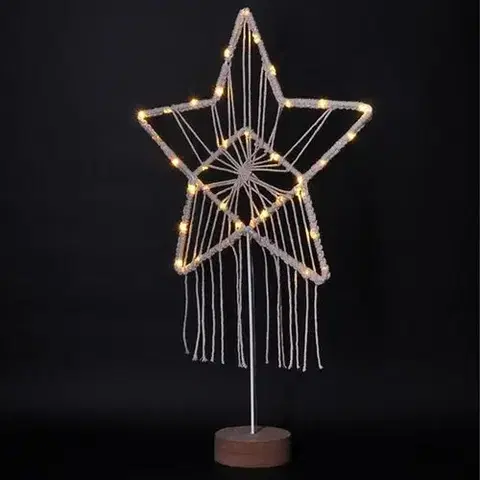 Vianočné dekorácie Solight LED vianočná hviezda Lapač snov, biela, 49 cm, 45x LED, 2x AAA