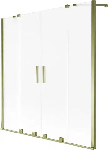 Sprchové dvere MEXEN/S - Velar Duo dvojkrídlová posuvná vaňová zástena 150 x 150, dekor, zlatá 896-150-000-32-50