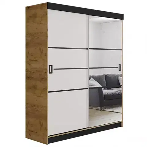 Spálňové šatníkové skrine Skriňa Retro 138 4L craft / Dvierka biely