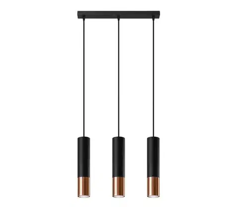 Svietidlá  SL.0948 - Luster na lanku LOOPEZ 3xGU10/10W/230V čierna/meď SL.0948