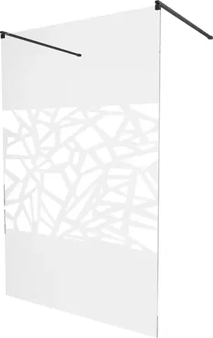 Sprchové dvere MEXEN/S - KIOTO samostatne stojaca sprchová zástena 100 x 200, transparent/biela vzor 8 mm, čierna 800-100-002-70-85