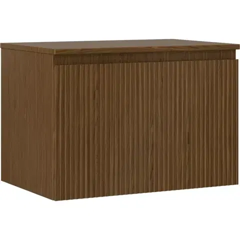 Kúpeľňový nábytok MEXEN/S - Rivel kúpeľňová skrinka pod umývadlo 70 cm s doskou, 1 šuplík, reliéf, orech 91A20-07047-1-BFC86