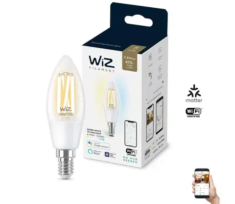 LED osvetlenie LED Stmievateľná žiarovka C35 E14/4,9W/230V 2700-6500K CRI 90 Wi-Fi - WiZ 8718699787196