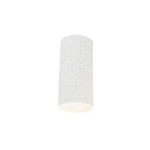 Nástenné osvetlenie Vinylová nástenná lampa biela omietka valcový tvar - Mahou
