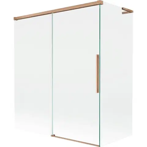Sprchové dvere MEXEN/S - Rox L vaňová zástena 2-krídlová posuvná 140 + 70 x 150, transparent, meď kartáčovaná 8C9L-140-070-65-00