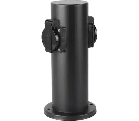 Záhradné lampy BRILAGI - Vonkajší zásuvkový stĺpik PILLAR 2Z SCHUKO 230V IP44 čierna BRI186