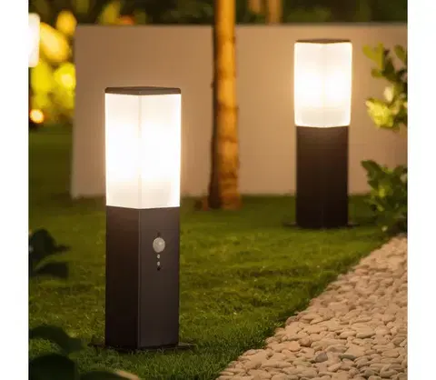 Záhradné lampy BRILAGI - Vonkajšie svietidlo so senzorom NOVA 1xE27/15W/230V 40 cm IP44 čierne FG-KH446PSH-40-SEN-BLK