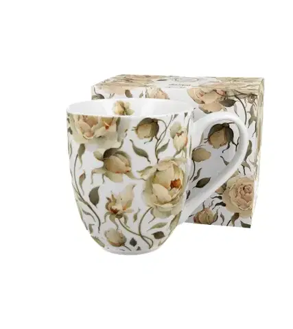Hrnčeky, šálky, podšálky DUO - Hrnček XXL ENGLISH ROSES WHITE