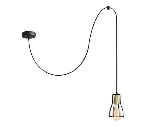 Svietidlá  Luster na lanku TUBE 1xE27/15W/230V čierna/zlatá W-KM 1924/1K BK+GO+BK