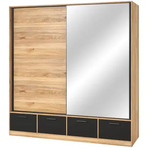 Skrine do izieb Skriňa 2d4s Beta so zrkadlom 63 dub Mauvella/Čierna