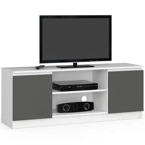 TV stolíky Dizajnový TV stolík ROMANA140, biely / grafit