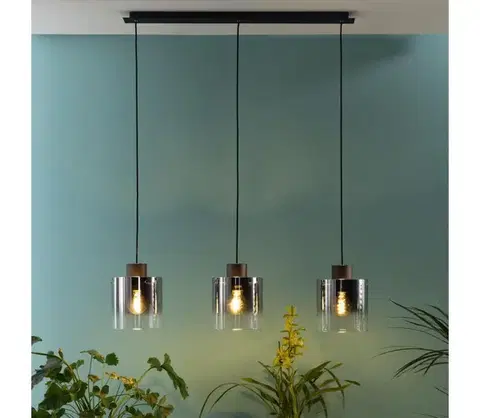Svietidlá Brilliant - Luster na lanku BETH 3xE27/60W/230V čierna/dymová 75573/20