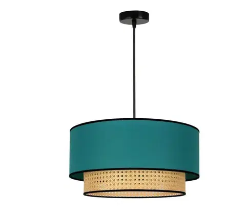 Svietidlá  - Luster na lanku BOHO 1xE27/15W/230V pr. 45 cm tyrkysová/ratan 84335