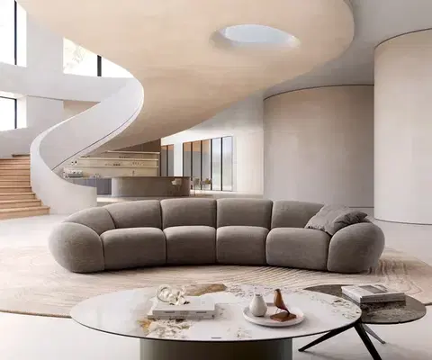 Veľké pohovky DELIFE Veľká pohovka Lunna 360x175 cm texturovaná látka mäkká taupe 2 vankúše