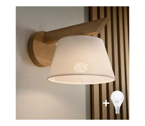 Svietidlá BRILAGI - LED  Nástenné svietidlo ANTHONY 1xE14/40W/230V dub/biela 8590828610403