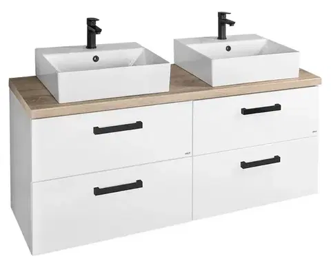 Kúpeľňový nábytok AQUALINE - VEGA Nábytková zostava do kúpeľne, šírka 145 cm, biela/dub platina VG073-04