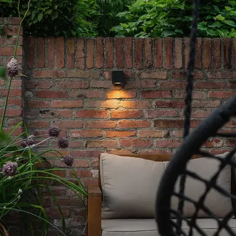 Vonkajšie nástenné svietidlá Inteligentné vonkajšie nástenné svietidlo čierne IP65 vrátane Wifi GU10 50mm - Baleno