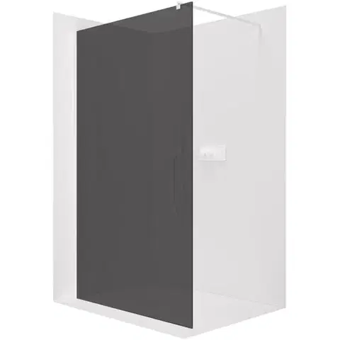 Sprchové dvere CERANO - Sprchová zástena Walk-in Onyx Round Ľ/P - 8 mm - guľatá vzpera - biela matná, grafitové sklo - 30x200 CER-8050BD7938