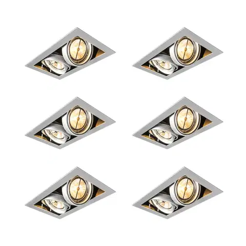 Zapustené svietidlá Sada 6 zapustených bodových svetiel oceľ AR111 nastaviteľné 2-svetlá - Oneon