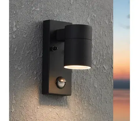 Svietidlá Eglo 99571 - LED Vonkajšie nástenné svietidlo so senzorom RIGA 1xGU10/3W/230V IP44 99571