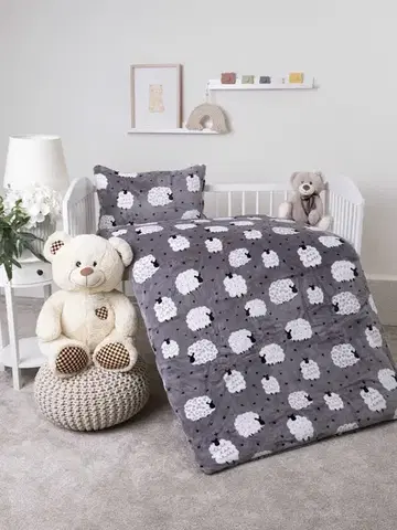 Detské obliečky MKLozkoviny.sk Obliečky mikroplyš do postieľky Exclusive – Ovečky - 100 × 135 cm - 40 x 60 cm