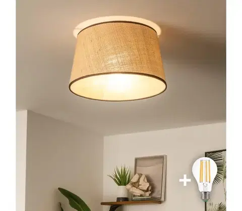 Svietidlá BRILAGI - LED prisadený luster CERIA 1xE27/40W/230V, priemer 35 cm, béžový BG3991+EG781083
