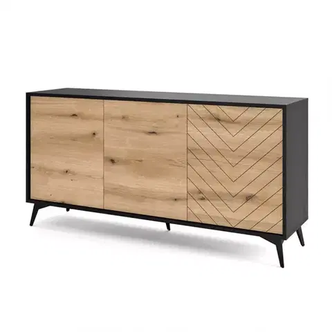 Komody do spálne Komoda Diamond K154 dub evoke/čierna