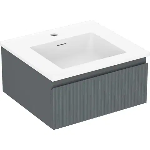 Kúpeľňový nábytok MEXEN/S - Rivel kúpeľňová skrinka 50 cm s umývadlom Otis, 1 šuplík, reliéf, grafit mat/biela mat 91A20-05023-1-BF66-W18M01