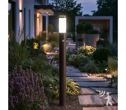 Záhradné lampy BRILAGI - Vonkajšia lampa so senzorom ELIA 1xE27/20W/230V IP44 100 cm antracit GD-ELR100-93