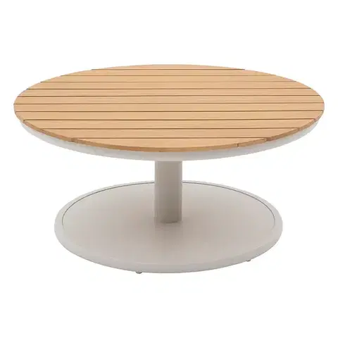 Stolčeky Hliníkový stolík EMOTION Ø 87 cm (teak)