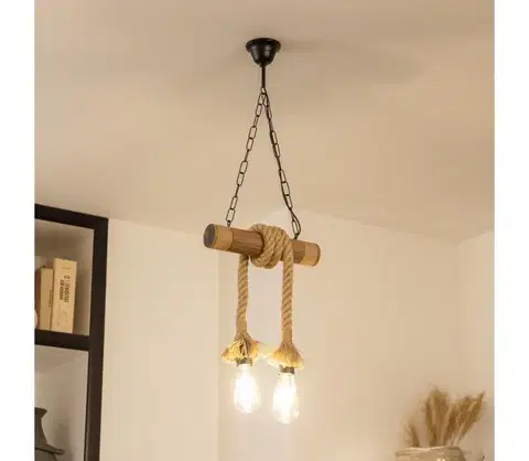 Svietidlá BRILAGI - Luster na reťazi KOS 2xE27/60W/230V buk EX-01049