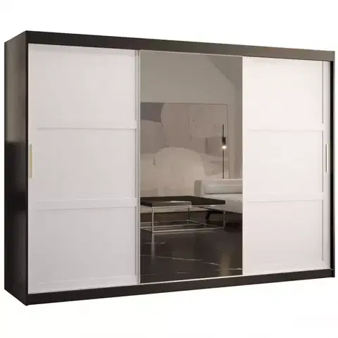 Šatníkové skrine Skriňa Amiro 2 250 čierny/biely