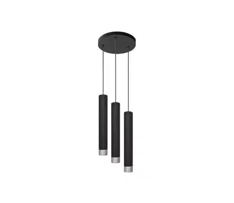 Svietidlá  LED Luster na lanku TUBA 3xGU10/4,8W/230V čierna/lesklý chróm W-KD 1111/3 BK+CH