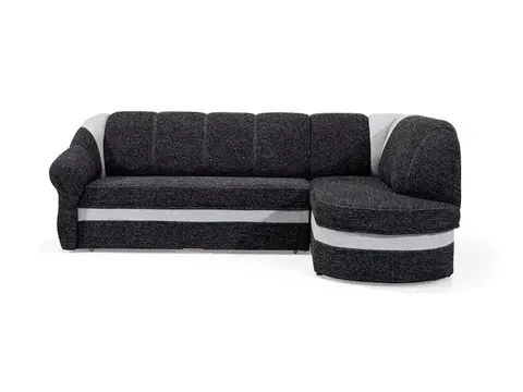 Sedacie súpravy NABBI Belluno P rohová sedačka s rozkladom a úložným priestorom čierna / svetlosivá